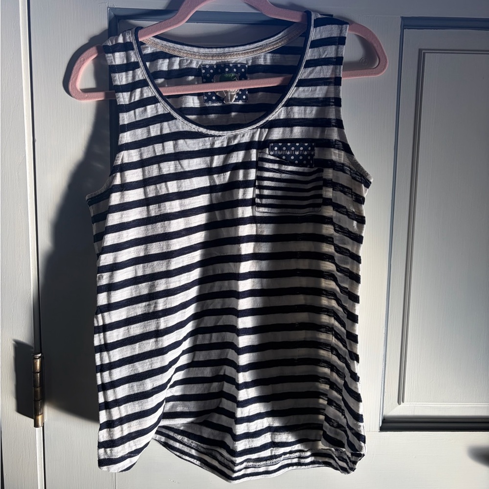 Anthropologie Black and White Striped Tank Top